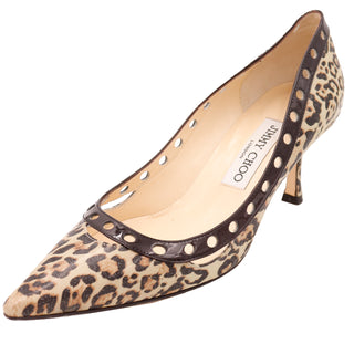 Jimmy Choo London Heels Leopard Print Pointed Toe Pumps W Original Shoe Box
