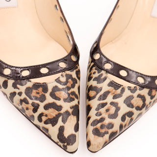 Jimmy Choo London Heels Leopard Print Pumps W Original Shoe Box with Pointed Toes