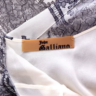 2007 John Galliano Silk White Dress with Lace Print Label