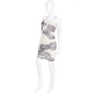 2007 John Galliano Vintage Silk White Dress with Lace Print