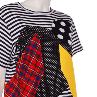 Junya Watanabe for Comme des Garcons Used Patchwork Tee Shirt Dress Stripes, Polka dots, plaid, color block