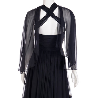 1960s Kay Selig Strapless Vintage Black Silk Chiffon Party Dress