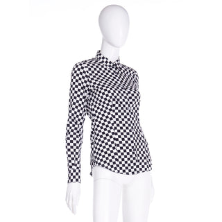 2010s Love Moschino Black & White Check Collared Button Down Shirt Italy