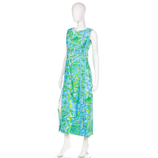 Vintage 1970s The Lilly Green & Blue Lilly Pulitzer Maxi Dress