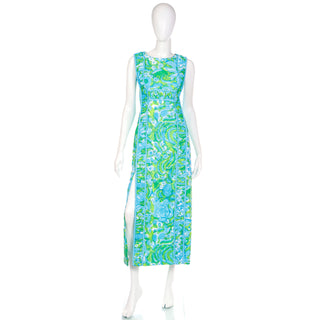 The Lilly Green & Blue Lilly Pulitzer Maxi Dress with Slits