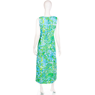 The Lilly Green & Blue Lilly Pulitzer Maxi Dress with thigh high slit