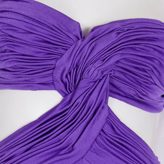 1970s Loris Azzaro Purple Cutout Bra Top Vintage Strapless Evening Dress Made in France
