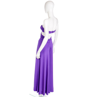 1970s Loris Azzaro Purple Cutout Vintage Strapless Evening Dress