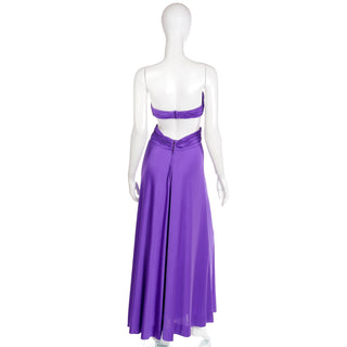 1970s Loris Azzaro Purple Cutout Bra Top Vintage Strapless Evening Dress with Open cutwork