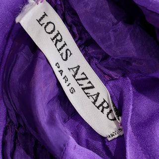 1970s Loris Azzaro Paris Purple Jersey Cutout Bra Top Vintage Strapless Evening Dress