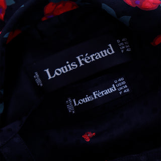 1980s Louis Feraud Vintage Black & Red Silk Floral Jacket & Silk Tank Top 10