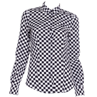 2010s Love Moschino Black & White Check Collared Button Down Shirt Top Italy