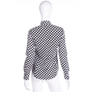 2010s Love Moschino Black & White Check Top Collared Button Down Shirt 