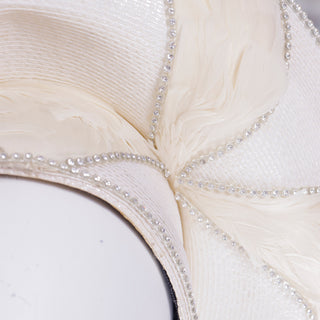 1990s Makins White with Cream Feathers Church Derby Hat