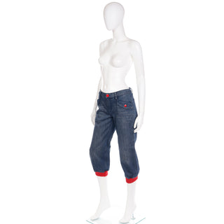 2000s Vintage Marc Jacobs Knicker Style Cropped Denim Jeans w Marc Patch