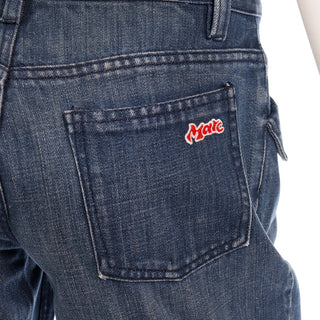 2000s Vintage Marc Jacobs Knicker Style Cropped Denim Jeans with Marc Logo Patch