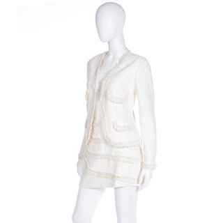 1994 Franco Moschino Nature Friendly Garment Cream Jacket & Mini Skirt Suit