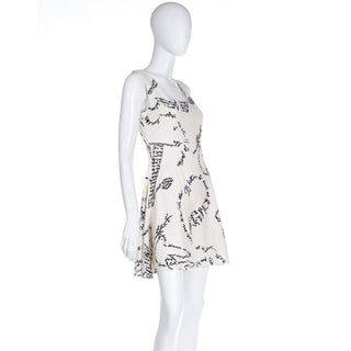 Vintage Moschino Cream Dress with Black Handwriting Print with Fashion Thoughts