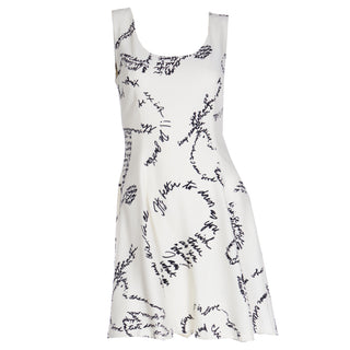 1995 Vintage Moschino Words Handwriting Print Sleeveless Fit Flare Dress w Fashion Advice