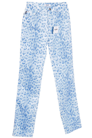 1990s Deadstock Moschino Blue Leopard Print Jeans with Tag