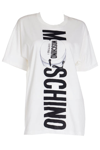 2000s Moschino Couture White T-Shirt With Black Lettering & Hat Box