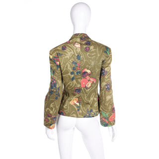 1989 Franco Moschino Colorful Mushroom Print Jacket w Red Striped Bows Italy