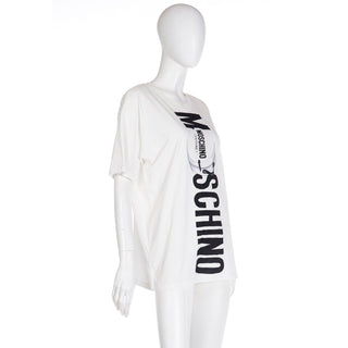 2000s Moschino Couture White T-Shirt With Black Lettering & Hat Box One size