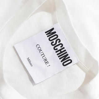 2000s Moschino Couture Milano White T-Shirt With Black Lettering & Hat Box