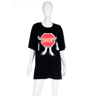 2000s Moschino Couture! Deadstock Black Red & White Shop Stop Sign T Shirt W Tags