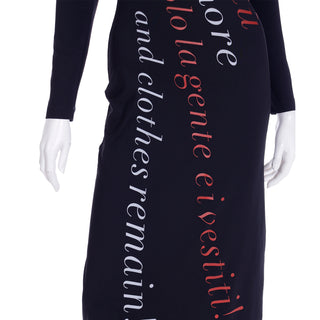 1990s Moschino Fashion Is No More Statement Vintage Maxi Dress Italian & English