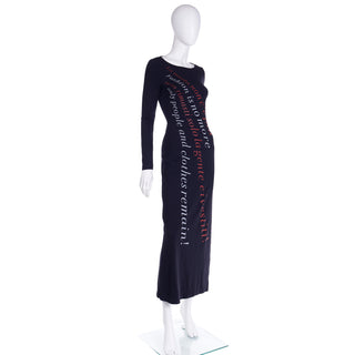 1990s Moschino Fashion Is No More Statement Vintage Maxi Dress Made in italy