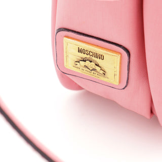 Vintage Moschino Redwall Pink Satchel Style Crossbody Bag w Gold Letters Italy
