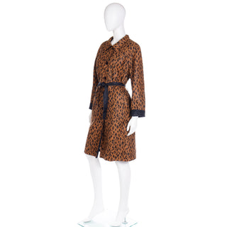 1990s Vintage Nina Ricci Leopard Print Reversible Coat With Belt Excellent Condition