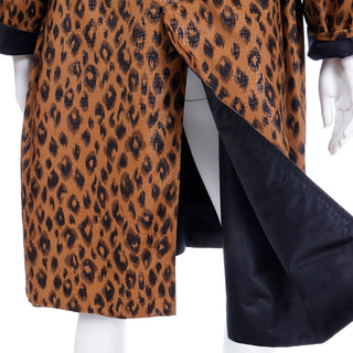 1990s Vintage Nina Ricci Leopard Print Reversible Coat With Belt