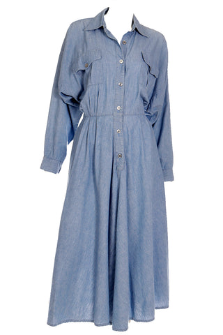 1980s Vintage Norma Kamali OMO Blue Denim Dress