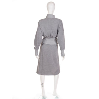 1990s Norma Kamali Heather Gray Skirt and Sweatshirt Dress
