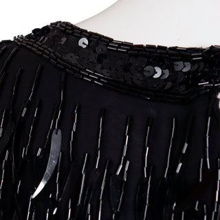 Vintage Black Tie by Oleg Cassini Beaded fringe vintage dress