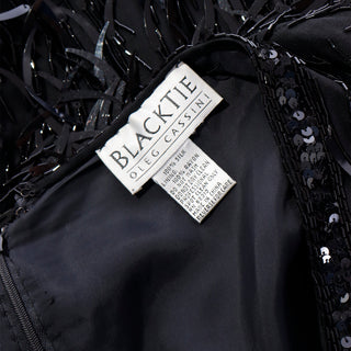 Black Tie Oleg Cassini Black Silk Beaded Dress