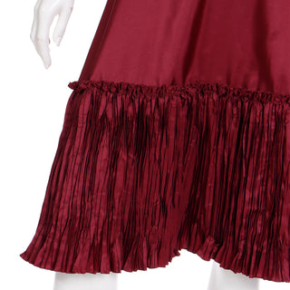 2000s Oscar de la Renta Burgundy Taffeta  Evening Skirt with Fortuny Style Pleats