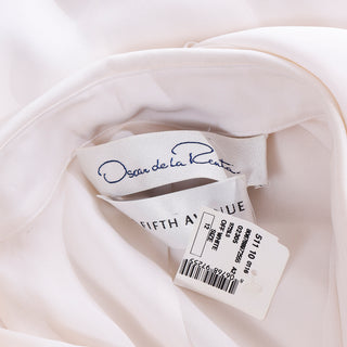 2000s Oscar de la Renta Ivory Silk Blouse w Ruffled Sleeves Saks Fifth Avenue