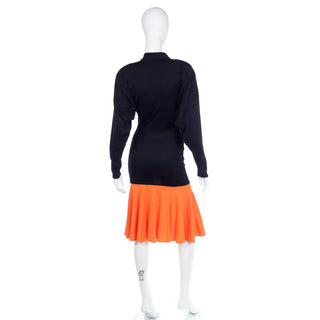 1980s Rare Patrick Kelly Color Block Black & Orange Dress S