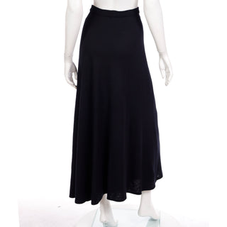 1970s Pauline Trigere Full Length Black Bias Cut Long Vintage Evening Skirt
