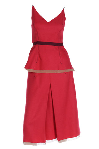 F/W 2000 Prada Red Peplum Top and Skirt Day Dress Outfit