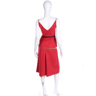 F/W 2000 Prada Red Peplum Top & Skirt Day Dress Outfit Made in Italy