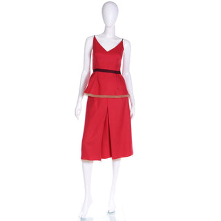 F/W 2000 Prada Red Peplum Top and Skirt Day Dress Outfit Runway