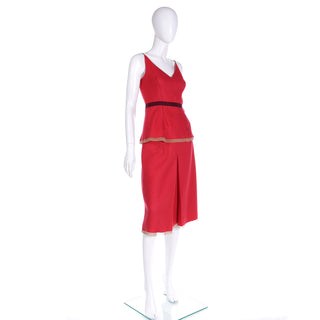 F/W 2000 Prada Red Peplum Top and Skirt Day Dress Outfit Italy