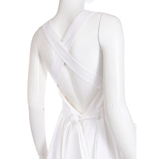 2000s Prada White Cotton Apron Pinafore Dress w Pockets w self tie and back straps