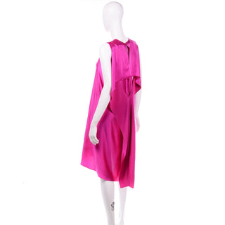 2000s Maison Rabih Kayrouz Hot Pink Silk Dress w/ Draped Back Wedding Guest