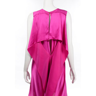 2000s Maison Rabih Kayrouz Hot Pink Silk Dress w/ pretty Drape Back