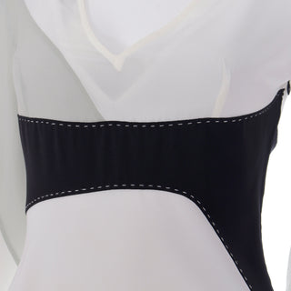 1990s Gattinoni Tempo Vintage White Grey and Black Asymmetrical Italian Evening Dress